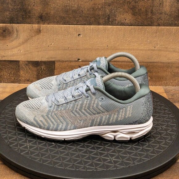 MIZUNO WAVE RIDER WAVE KNIT WOMENS ATHLETIC SHOES RUNNING GYM BLUE LOW SIZE 7.5 - Picture 5 of 9